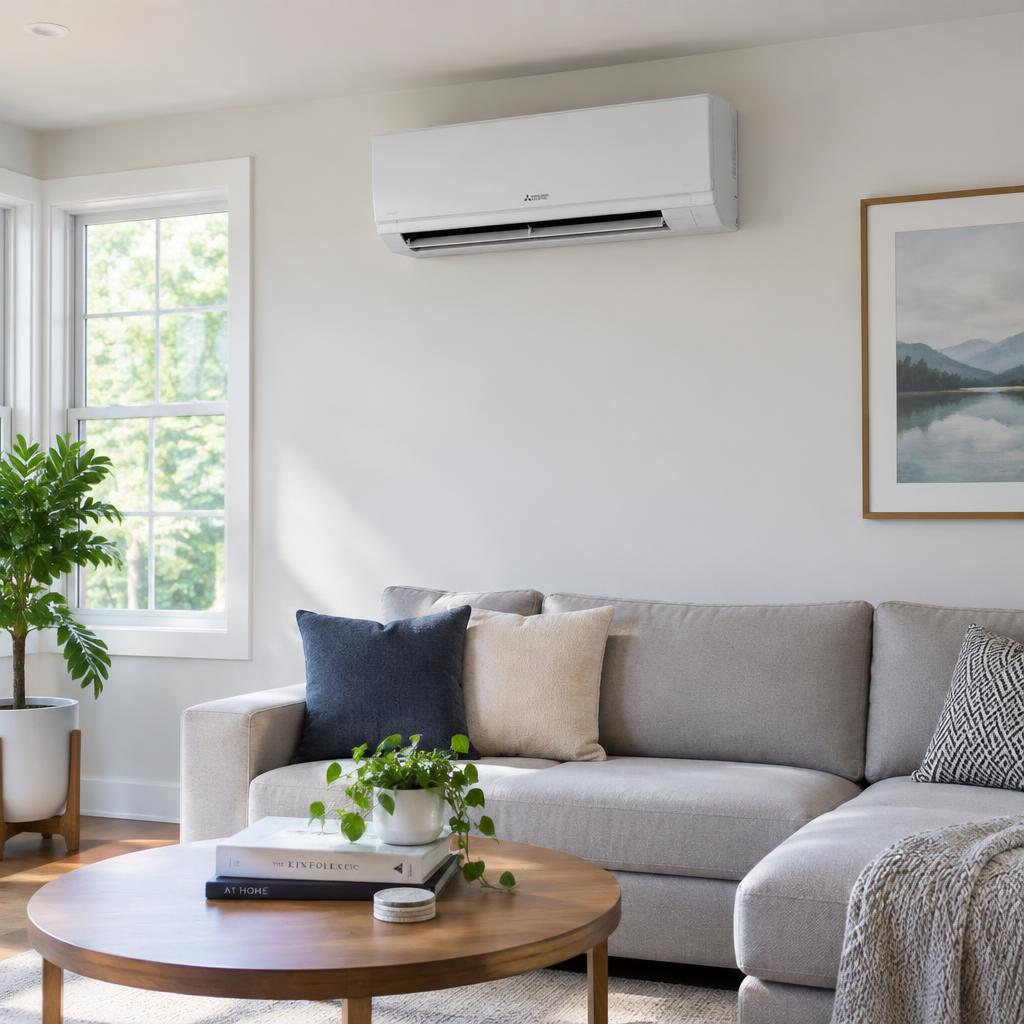 Ductless mini-split in a living room