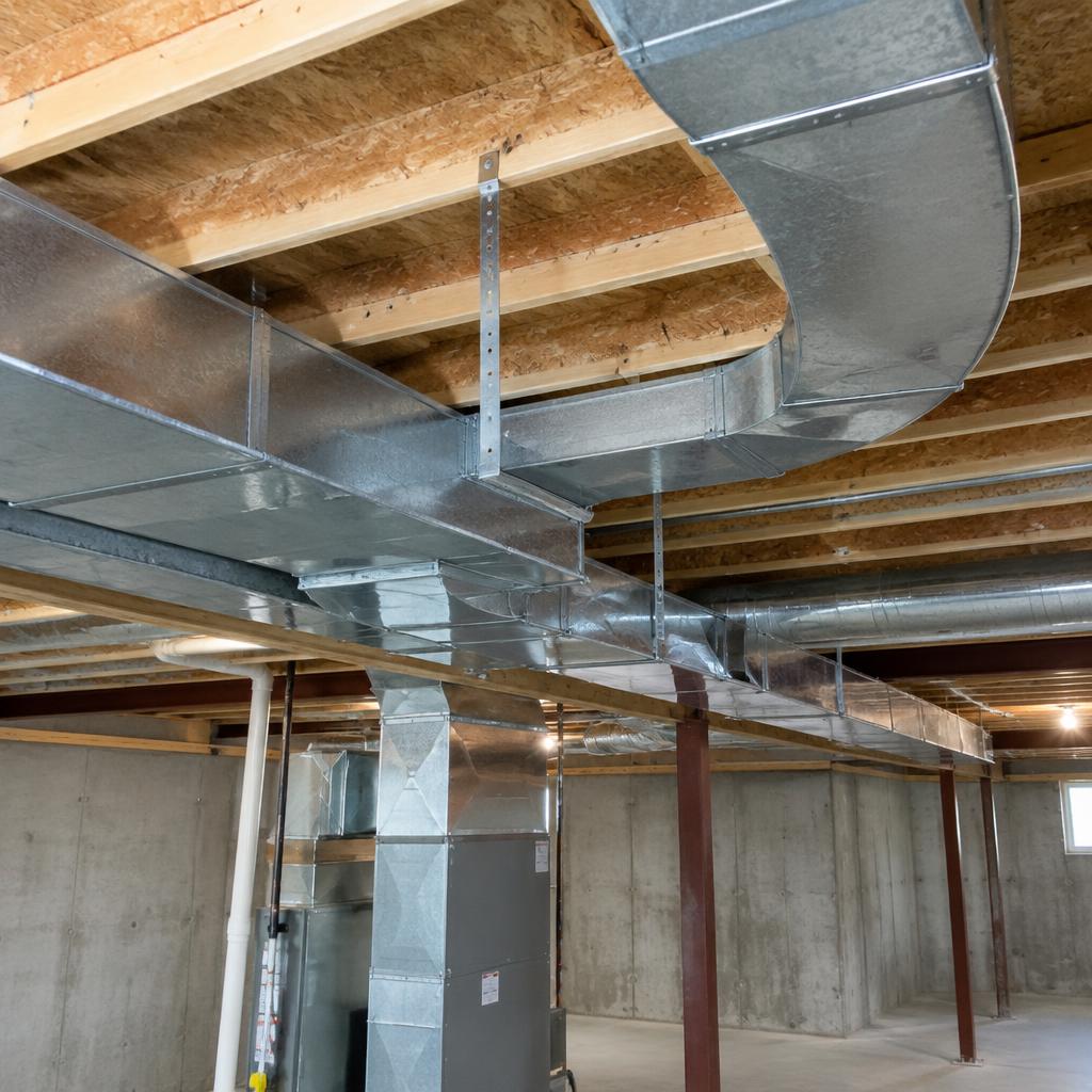 Installed basement ductwork